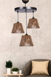 Opviq SH323 Lámpara de araña de metal y madera Marrón